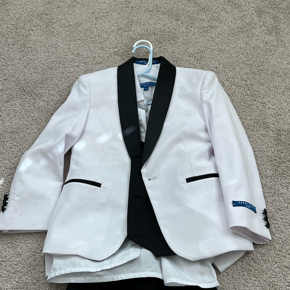 Perry Ellis black-and-white tuxedo